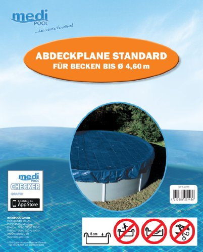 Abdeckplane, hochwertig für Becken bis Ø 4,60m - Pool Sommerabdeckplane - Winterabdeckplane - grün - mit Stahlseil und Spannschloss