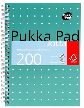 Pukka Pad Legastheniker Schreibblock, A4 80 gsm Liniert mit Rand 100 Seiten 50 Blatt – Farbe: Grün Jotta - 200 Seiten Einzelpackung