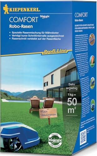 Kiepenkerl Profi-Line Comfort Robo-Rasensamen®, 1 kg, 665507 – Rasenmischung für Mähroboter, geeignet für kurze Mähintervalle & Mulchschnitte, schnellkeimend, Qualitätsrasen aus Spitzensorten