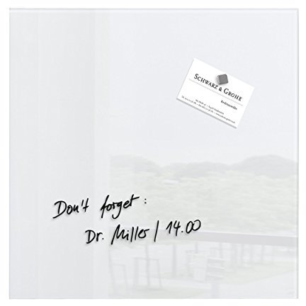 SIGEL GL158 kleine Premium Glas-Magnettafel 30 x 30 cm super-weiß hochglänzend, SGS geprüft, einfache Montage, incl. 2 Magnete, für Büro & Küche, Artverum