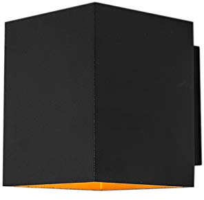 Qazqa Modern Wandleuchte, Wandlampe - Sola - Schwarz Gold, Quadratisch, max. 40W, Geeignet für LED, 8.3cm, Ideal als Wohnzimmerlampe und Flur