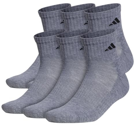 adidas Men's Athletic Cushioned Quarter Ankle Socks 6 Pairs