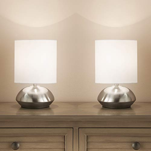 New Pair Touch Table Lamps Dimming Stages Chrome White