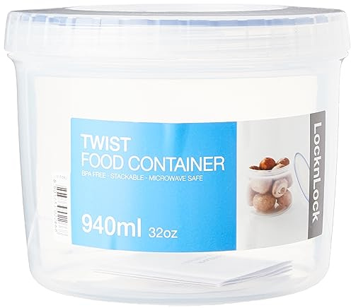 Lock & Lock runde Behälter, 1,3 l, transparent, Plastik, farblos, 940 ml
