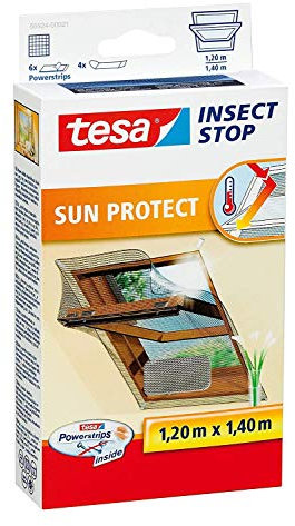3 Stück tesa Fliegengitter für Dachfenster, mit Sonnenschutz, beste tesa Qualität, 1,2m x 1,4m