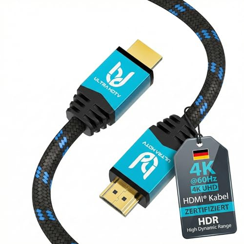 Ultra HDTV Premium 4K HDMI Kabel 7,5m – Zertifiziert 18Gbps | 4K@60Hz HDR10+ Dolby Vision | TV PS5 Xbox Soundbar | ARC HDMI 2.0b | Vollmetall Nylon
