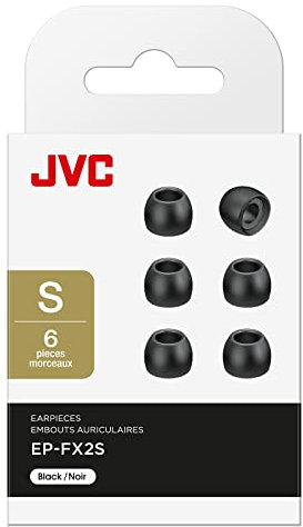 JVC Embouts de Remplacement en Silicone, Lot de (x6) Embouts, Convient à de Nombreux modèles (Petit) - EP-FX2S-B (Noir)