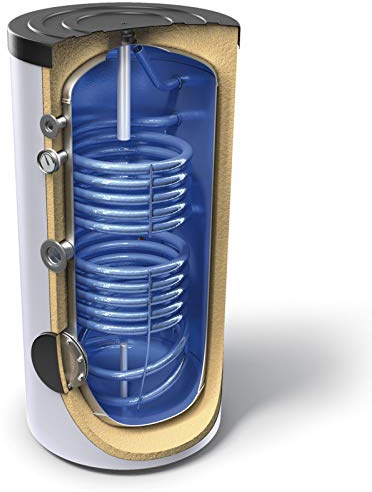 Warmwasserspeicher, Standspeicher, Trinkwasserspeicher mit 2 Wärmetauscher Energieeffizienzklasse C in der Größe 400 L Liter
