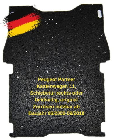 aruma® Antirutschmatte Laderaummatte maßgeschneidert für P Partner Kastenwagen L1, Schiebetür rechts oder beidseitig, original Zurrösen nutzbar ab Baujahr 06/2008-09/2018 | Rutschfeste Unterlage | Schützt vor Verschmutzung