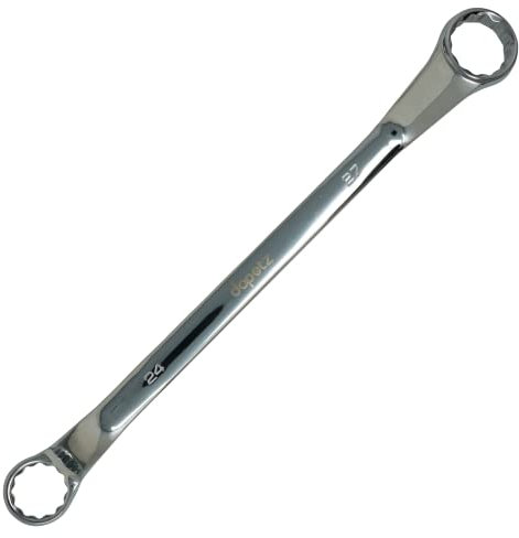 Dapetz ® Offset Double Ring Spanner 24mm - 27mm Metric Box End Wrench, Chrome Vanadium Steel, 75 Degree Offset Double End Box, 12 Point Long Spanner Tool