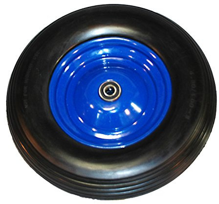 Schubkarren-Vollgummirad, Präzisionskugellager, blaue Stahlfelge, inkl. Achse, schwere Ausführung