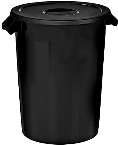 Cubo Industrial 100L – Negro, Material Recuperado Alto Impacto | Apilable con Asas Ergonómicas y Base con Ruedas Opcional – Denox