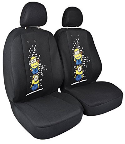 Kaufmann MNINN720 Minions Auto-Schonbezüge für Vordersitze Bestickt, Schwarz