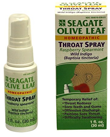 Seagate Products Homeopathic Olive Leaf Throat Spray (Pack of 1) 1 Ounce Raspberry-Spearmint