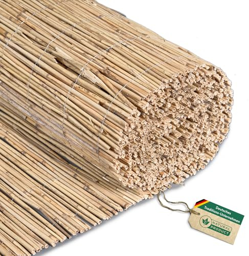 Hiss Reet® Schilf Sichtschutz, Schilfrohrmatte Standard I Perfekter Windschutz & Sichtschutz für Balkon, Zaun & Garten I verschiedene Größen (200 x 600 cm)