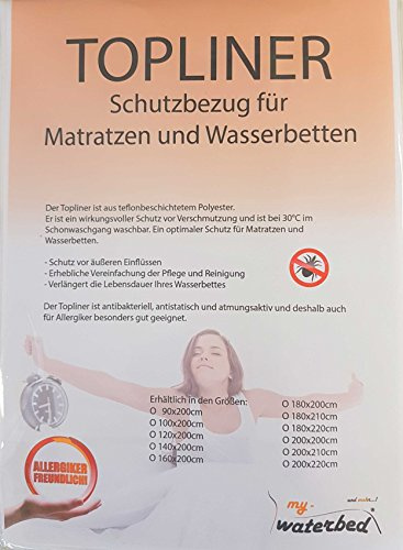 my-waterbed Topliner Capliner Schonbezug Protector Staubschutz für Wasserbetten Matratzen (180x220cm)