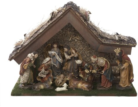 Kurt Adler 12-Inch Nativity Set with Stable and 10 Figures