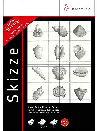 Hahnemühle Zeichenblöcke (2 Stück, 96 g/m², je 100 Blatt) + 6‑teiliges Bleistift‑Set (H, B, 2B, 4B, 6B, 8B)