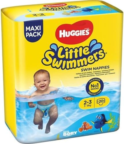Huggies Little Swimmers Pannolini Taglia 2-3 (3-8 kg), Pannolino costumino, Design Disney, 20 Pz