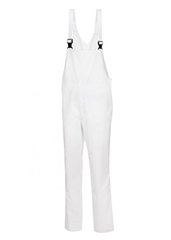 BP 1675-558-21-3XLn Unisex Latzhose, mit Gummizug in der Taille, 245,00 g/m² Stoffmischung, weiß, 3XLn