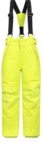 Mountain Warehouse Pantalon de Ski Enfants Falcon Extreme - Coutures soudées, Imperméable, Guêtres Pare-Neige, Poches sécurisées - pour Le Ski et Les Vacances, Hiver Vert Citron 5-6 Ans