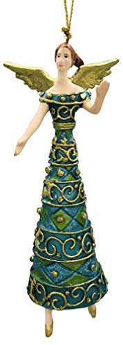 crafts & design Engel, Deko Hänger mit Verzierungen, Christbaumschmuck, türkis, grün, 15 cm