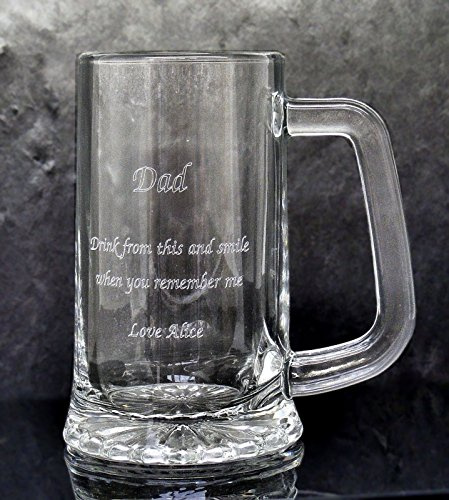 County Engraving Personalised Glass Tankard, Right Handed, Father's Day Gift (Half Pint)