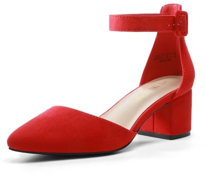 DREAM PAIRS Zapatos Tacón Ancho Mujer | Tacón bloque 5.7cm, plantilla látex, suela TPR antideslizante, hebilla ajustable, múltiples colores.