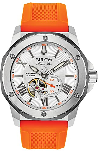 Bulova Men's Marine Star 'Series A' Automatic Watch with Orange Silicone Strap Style: 98A226