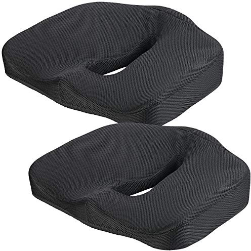Newgen Medicals Kissen Auto: 2 ergonomische Memory-Foam-Sitzkissen für Auto, Schreibtisch u.v.m. (Ischias-Kissen, Sitzkissen Rücken, Stuhl)