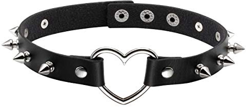 Eigso Collana Punk Nera Girocollo Con Borchie E Bracciale Con Punte In Metallo Per Donna