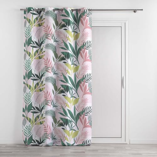 Douceur d'Intérieur, Rideau à Oeillets (140 x 260 cm) Assana Rose, Polyester Imprimé