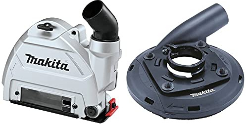 Makita 196845-3 125Mm Dust Collecting Guard, Multi-Colour & 195239-9 Dust Collecting Hood for 115mm and 125mm Angle Grinders