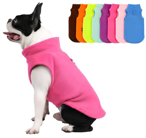 JACKO & CO Dog Fleece Vest Sweater with Leash Ring - Pink Large (10-16 lbs)