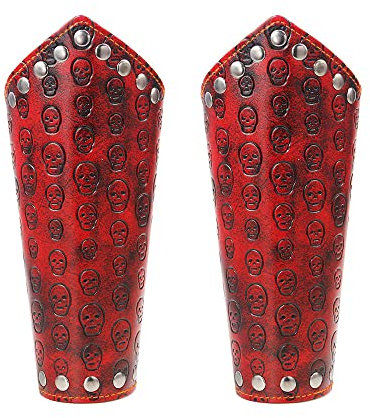 YYDSR Lederrüstung Mittelalterliche Stulpen Armband Guard Renaissance Kostüm Breite Armschiene Für Männer Frauen,Wine red