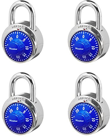 Master Lock 1506D Locker Lot de 4 cadenas à combinaison Bleu