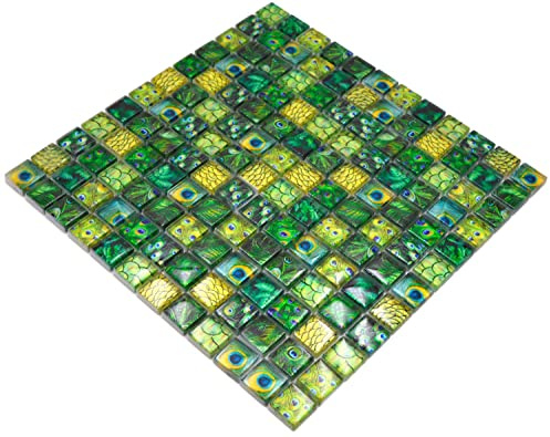 Glasmosaik Mix Glasmosaik Mosaikfliese grün glänzend Wand Küche Bad Dusche