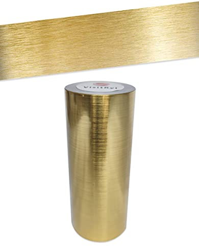 Bordure de papier peint Frise Murale Adhesive Bordure Papier Peint Frise Autocollante pour Cuisine,Salle de Bains, Plafond, Salon, Chambre Décoration Murale Doré brossé 10cm X 500cm