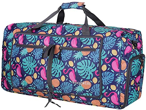 ehsbuy Faltbare Reisetasche für Damen und Herren, 60 l, wasserdicht, für Übernachtung, Wochenende, für Fitnessstudio, Gepäck, Ananas, (60L) UK, Sportlich einsetzbar
