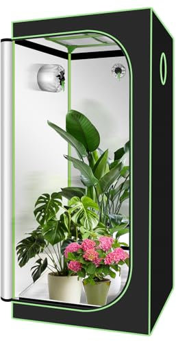 Sonnewelt Growzelt, 600D Oxford Grow Box, 80x80x180 cm Grow Tent, Lichtdicht und Wasserdicht Growschrank, Luftig Gewächshaus Growroom für Homegrowing, Indoor-Anbau