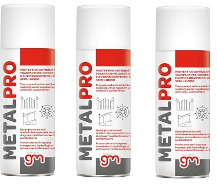 Magazzini GM METALPRO, Spray Protettivo Antigraffio e Antiossidante per Metalli, Effetto Semi Lucido, Barriera Idrorepellente, Rivestimento UV, 400ml (3)