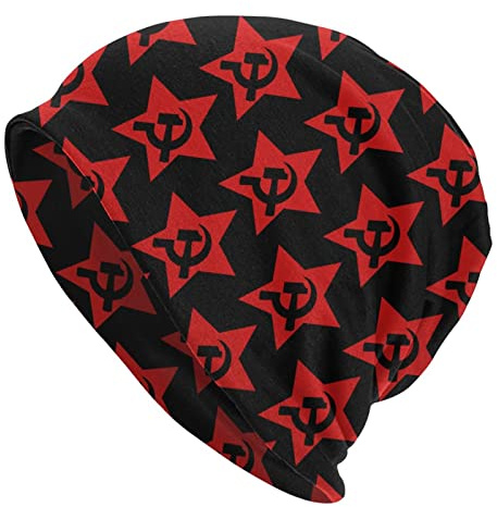 DJNGN Communist USSR Hammer Sickle Adult Unisex Knit Hat Hedging Cap Beanie Warm Hat Balaclava