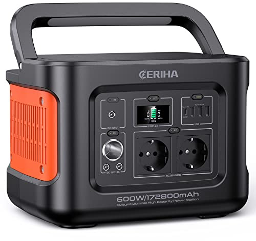 CERIHA Groupe Electrogene Silencieux 600W, 622Wh Generateur Electrique Portable Solaire avec 240V AC 100W Entrée/sortie USB-C Groupes Éléctrogènes et Énergie pour Camping Voyages Pêche