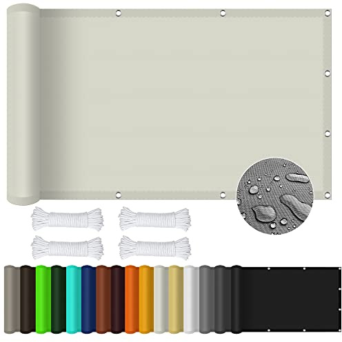 Sonnensegel Sonnenschutz 1.2 x 3.2 m Rechteckig Wasserdicht UV Schutz Segeltuch Pergola inkl Befestigungsseile für Terrasse, Balkon, Pool und Garten, Elfenbein