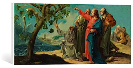 kunst für alle Leinwandbild: Giovanni Domenico Tiepolo Christus und der Feigenbaum - hochwertiger Druck, Leinwand auf Keilrahmen, Bild fertig zum Aufhängen, 70x55 cm