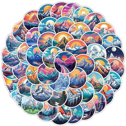 50 Pcs Mountain Stickers for Kids Teens Adults Boys Girls Gift,Stickers Pack for Laptop,Skateboard,Luggage,Car,Bike, Cup,Computer,Water Bottle Decor,Mountain Vinyl Waterproof Sticker Decals