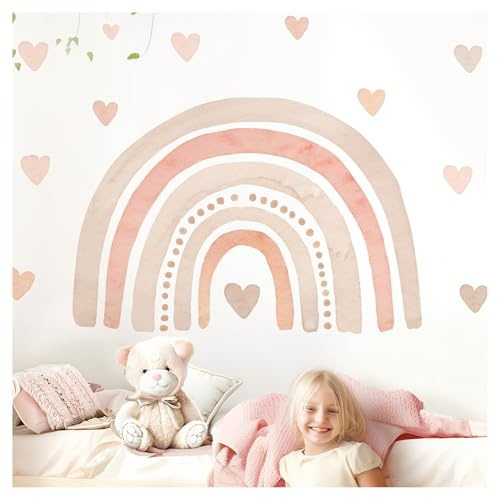 Little Deco Wandtattoo Regenbogen mit Herzen rosa DL5007 L