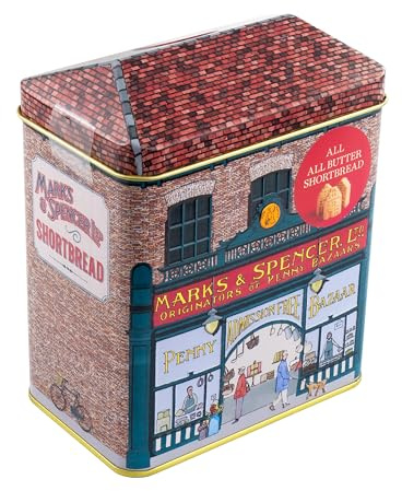 Traditional Victorian British Penny Bazaar Shop Gift Tin Filled with All Butter Scottish Shortbread Biscuits, 230g