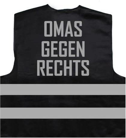 Omas gegen rechts Warnweste BZW. Signalweste mit reflektierendem Aufdruck - Größe XXL / 3XL, Schwarz