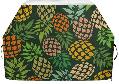 Grillabdeckungen, Oxford-Grillabdeckung für Weber, Brinkmann, Char Broil, wasserdicht, winddicht, reißfest, Ananas, Sommer, bunt, tropische Gas-Grillabdeckung (165 x 63,5 x 114 cm)